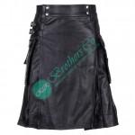 Black Premium Leather Utility Kilt